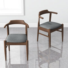 Daisy Mid-Century Modern Gray Fabric Dining Chair with Solid Wood Frame 18.50" L x 22.50" W x 28.00" H Farmhouse Kitchen Side Chairs with Foot Pegs (Set of 2)