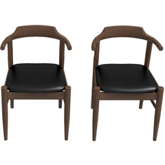 New Design Leon Mid-Century Modern Leather Dining Chair (Set of 2)