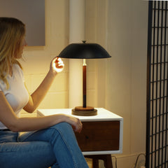 High Quality Hotel European Modern Bed Side nightstand Decorative Led Table/desk Lamp, Cosmiclume Black Umbrella Shaped Table Lamp - Walnut - Bronze 110V