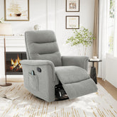 Manual Recliner Chair Rocking and Swivel Recliner Nursery Rocking Recliner Massage Recliner with 8-Point Massage Function and Adjustable Backrest for Living Room, Bedroom and Nursery, Grey