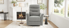 Manual Recliner Chair Rocking and Swivel Recliner Nursery Rocking Recliner Massage Recliner with 8-Point Massage Function and Adjustable Backrest for Living Room, Bedroom and Nursery, Grey