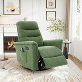Manual Recliner Chair Rocking and Swivel Recliner Nursery Rocking Recliner Massage Recliner with 8-Point Massage Function and Adjustable Backrest for Living Room, Bedroom and Nursery, Green