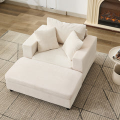 Chaise Lounge Chair with Removable Ottoman Accent Sofa Bed Upholstered Sleeper Couch Bed with Pillows, Modern Deep Seat Upholstered Armchair for Living Room, Bedroom