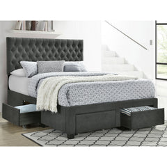 Keating Grey Upholstered Queen Storage Panel Bed