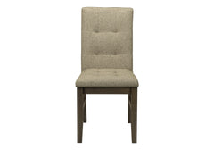 Dining Chair, 37" Height, Set Of 2, Upholstered, Dining Room, Kitchen, Brown Fabric, Grey Solid Wood, Transitional