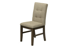Dining Chair, 37" Height, Set Of 2, Upholstered, Dining Room, Kitchen, Brown Fabric, Grey Solid Wood, Transitional