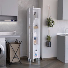 Laska 70" Tall Storage Cabinet Broom Closet with Broom Hangers,and Four Shelves