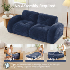 2-Piece Sofa Set Comfy Sofa Couch, 2+2 Seater Sofa Set,Deep Seat Sofa,Soft Velvet Fabric,32D High Density Sponge Bottom,No Assembly Required, Modern Sofa Set for Living Room,Blue