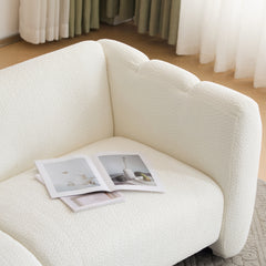 Tonson 83" 3-Seater Boucle Sofa,Wave Design, Living Rooms,Bedrooms,Apartment Office,WHITE