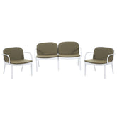 Luna Outdoor Patio PP 3PCS CHAT SET, White Frame with Green Cushion, (2Pcs Club Chairs and 1Pcs Loveseat)