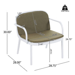 Luna Outdoor Patio PP 3PCS CHAT SET, White Frame with Green Cushion, (2Pcs Club Chairs and 1Pcs Loveseat)