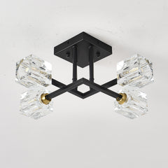 Modern Luxurious Crystal Ceiling Light, 4 Lights (BO INCLUDED Bulb) Modern Crystal Ceiling Light for Dining Room, Pendant Lamp Ceiling Lighting for Living Bedroom Hall Balcony --Matte Black