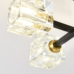 Modern Luxurious Crystal Ceiling Light, 4 Lights (BO INCLUDED Bulb) Modern Crystal Ceiling Light for Dining Room, Pendant Lamp Ceiling Lighting for Living Bedroom Hall Balcony --Matte Black