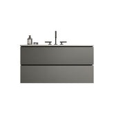 TIA 36" Wall Mount Space Grey Bathroom Vanity with Ceramic Sink with Three Faucet Holes, Large Storage Floating Bathroom Vanity for Modern Bathroom, Pre-assembled