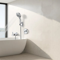 Lift-Up Diverter Bathtub Faucet with 6 Settings Handheld Shower in Chrome (Rough-in Valve Not Included)