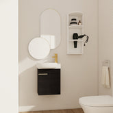 Soft Close Doors Bathroom Vanity With Sink and Storage Rack,16 Inch For Small Bathroom