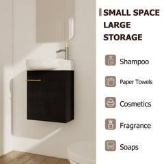 Soft Close Doors Bathroom Vanity With Sink and Storage Rack,16 Inch For Small Bathroom