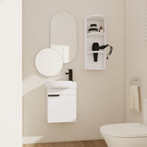 Soft Close Doors Bathroom Vanity With Sink and Storage Rack,16 Inch For Small Bathroom