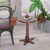 15.75 inch Round Small End Table, Wooden Pedestal Side Coffee Tables, Vintage Accent Nightstand for Living Room, Bedroom, Entryway (Walnut)