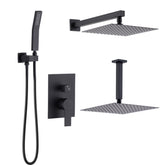 10-Inch Ceiling Mount Rainfall Shower System, All-Metal Rain Showerhead with Handheld Sprayer in Mattle Black