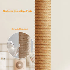 39.3" Modern Cat Tower, Wood Cat Tree Tower for Indoor Cats, Cat Treewith Sisal-Covered Scratching Posts and Top Perch, Cat Condo with Acrylic Hammock and Toys for Small Large Cats