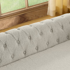 Elegant rectangular pet bed for big and oversized dogs, durable elevated dog sofa bed, comfortable dog sofa, modern and fashionable linen fabric dog sofa-Beige