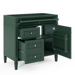 36'' Bathroom Vanity without Top Sink, Modern Bathroom Storage Cabinet with 2 Drawers and a Tip-out Drawer, Solid Wood Frame (NOT INCLUDE BASIN SINK; REPLACE WF315154AAF)