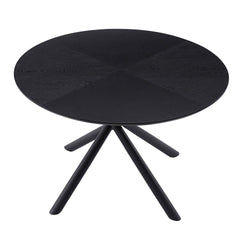 53.14'' Round MDF Coffee Table End Table Short Leisure Tea Table Cross Legs Metal Base, Easy to Assemble,BLACK