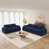 2 Piece Sofa Set Comfy Sofa Couch, 2+3 Seater Sofa Set,Deep Seat Sofa,Soft Velvet Fabric,32D High Density Sponge Bottom,No Assembly Required, Modern Sofa Set for Living Room,Blue