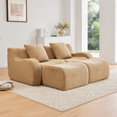 Soft Teddy Fabric Boneless Sofa,Anti-Slip Design,Assembly Chaise Lounge Curved Armrests Ergonomic Support 32D High Density Sponge,For Living Rooms Bedrooms,Camel