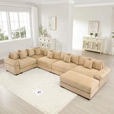 Oversized Cloud Modular Sectional Couch, Convertible Sectional Couches , Extra-Wide Armrests with Ottoman,Premium Corduroy Fabric, Ergonomic Design, Easy Assembly, For Living Rooms Study,Camel
