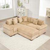 Oversized Cloud Modular Sectional Couch,Convertible Sectional Couches Deep Seat Extra-Wide Armrests, 10 Throw Pillows Premium Corduroy Fabric, Ergonomic Design,Easy Assembly, For Living Rooms,Camel