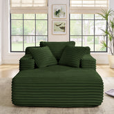 Living Room Compressed Chaise Lounge Foam Sofa bed, Fluffy Corduroy Upholstered Cloud Couch with Deep Seat, Green