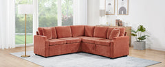 Sectional Sofa Bed L-shaped Sectional 81.9" Upholstered L-shaped Sofa with a Sofa Sleeper and a Hidden Storage Compartment for Living Room, Orange