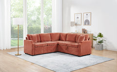 Sectional Sofa Bed L-shaped Sectional 81.9" Upholstered L-shaped Sofa with a Sofa Sleeper and a Hidden Storage Compartment for Living Room, Orange