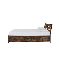 Juvanth Rustic Oak & Black Finish E. King Bed with Storage
