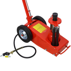35 Ton Hydraulic Floor Jack Air-Operated Axle Bottle Jack with (4) Extension Saddle Set Built-in Wheels, Red