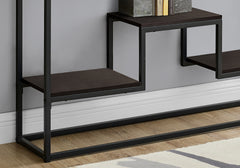 Accent Table, Console, Entryway, Narrow, Sofa, Living Room, Bedroom, Brown Laminate, Black Metal, Contemporary, Modern