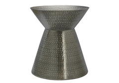 Accent Table, Drum, Side, End, Nightstand, Lamp, Living Room, Bedroom, Grey Metal, Contemporary, Modern