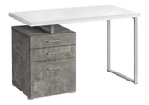 Computer Desk, Home Office, Laptop, Left, Right Set-up, Storage Drawers, 48"l, Work, White And Concrete Laminate, White Metal, Contemporary, Modern