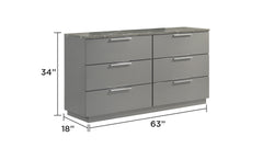 Elara Dresser 鈥 Two-Tone High-Gloss Marble & Lacquer Finish with Spacious Drawers and Metal-Finished Legs- Gray (Includes Dresser Only) same asG150108690 (NJ inventory)