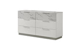 Mist Dresser White 鈥 Two-Tone High-Gloss Marble & Lacquer Finish with Six Spacious Drawers, Velvet-Lined Interiors (INCLUDES DRESSER ONLY) same asG150108674 (NJ inventory)
