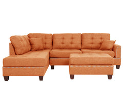 3 Piece Reversible Sectional Sofa Set W/ Ottoman in Citrus Color