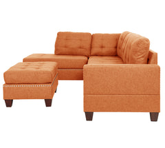 3 Piece Reversible Sectional Sofa Set W/ Ottoman in Citrus Color