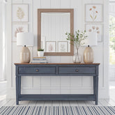 60 inch Sofa Table, Corduroy Blue Finish, Minimal Assembly Required