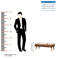 Boucle Buffalo Hide Leather Bench, Chestnut