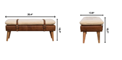 Boucle Buffalo Hide Leather Bench, Chestnut