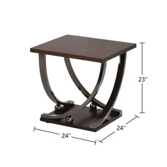 Black Nickel End Table with Bottom Shelf