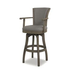 Williams 31" Swivel Bar Stool with Armrests, Heathered Grey Linen