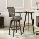 Williams 31" Swivel Bar Stool with Armrests, Heathered Grey Linen